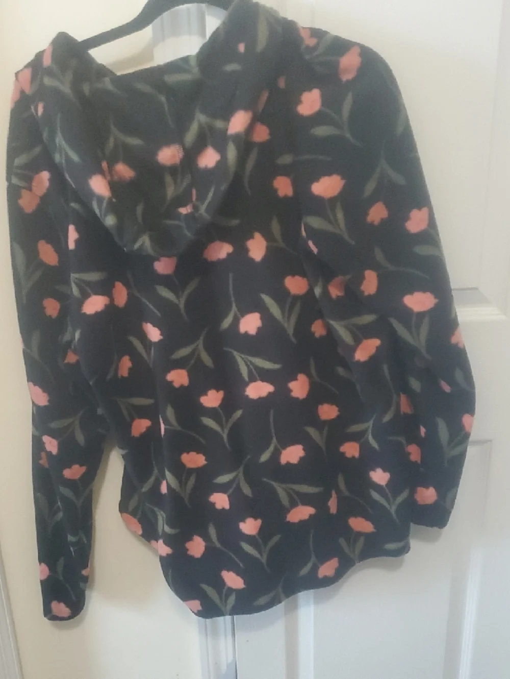 O'Neill Black Floral Zip Hoodie with Pink Flowers Worn Once - Picture 6 of 6